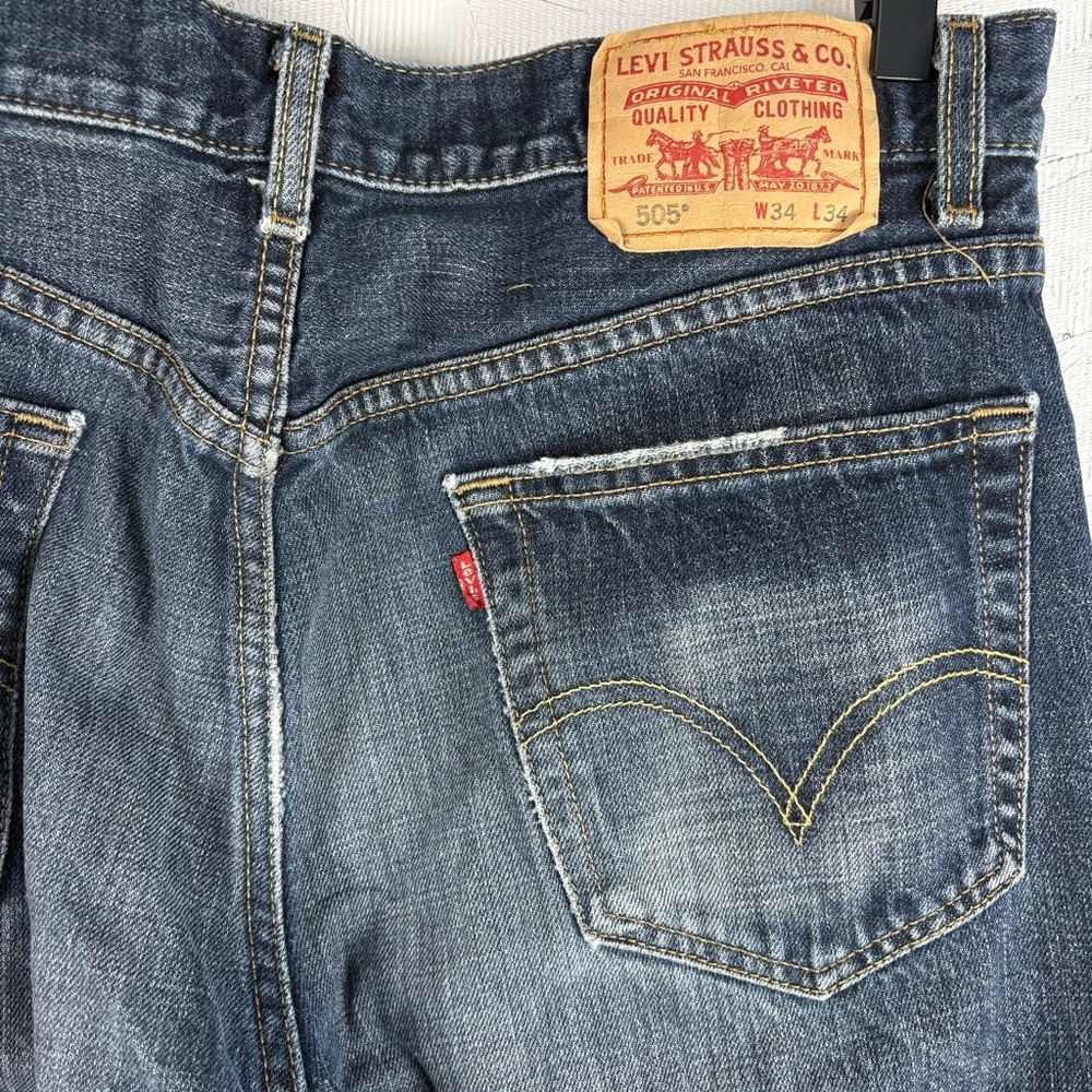 VTG Levi’s 505 Men’s 34 x 34 Regular Fit Dark Wash Red Tab Jeans - Picture 5 of 8